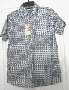 *PK PUÑOS CAMISA HOMBRE TALLA M-L-XL BLANCO NEGRO AZUL ESTAMPADO BOTÓN DELANTERO NUEVO CON ETIQUETAS - Imagen 1 de 2