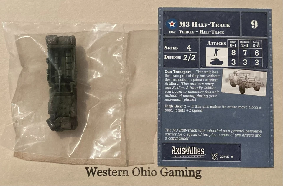 Axis & Allies Miniatures D-Day M3 Half-Track #23/45 NEW A&A Minis - Image 1 of 1