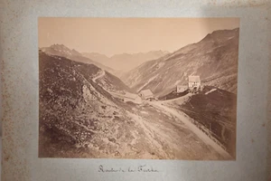 Printing Photo Albumin 1899 Route Du Col De La Furka Alpes Switzerland - Picture 1 of 2