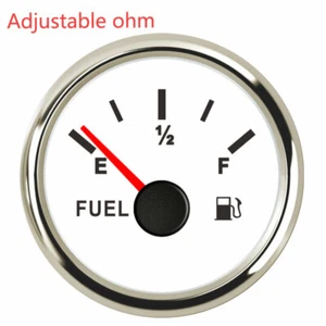 White 52MM/2" Fuel Level Meter Gauge Programmable ohms For Car Motorcycle Marine - Picture 1 of 7