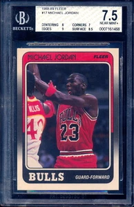 1988 Fleer Basketball NBA #17 Michael Jordan HOF BGS BVG 7.5 NM + Chicago Bulls - Picture 1 of 2