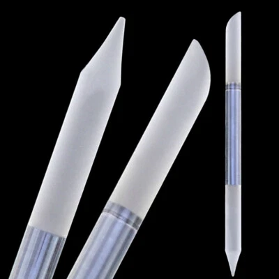 Glass Manicure Pedicure Cuticle Pusher Remover Nail file Buffer Scrubs Stick - Image 1 of 4