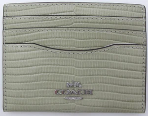 Custodia sottile Coach originale nuova con etichette pelle goffrata lucertola verde pallido CR844 - Foto 1 di 3
