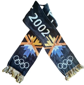 Sciarpa maglia USA WINTER OLYMPICS 2002 OLIMPIADI di Salt Lake City nero e logo 54”x6,5” - Foto 1 di 11