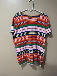 Ralph Lauren multi color striped short sleeve T Shirt ~~ Size XXL - Picture 1 of 6