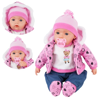 20” Baby Doll Girl Soft Bodied Toy with Sounds & Dummy BiBi Doll Pinky Neon Pink - Image 1 of 4
