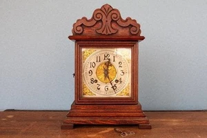 Antique Ansonia Wooden Table Clock Z-0625 Made In America Height 40cm - Picture 1 of 8