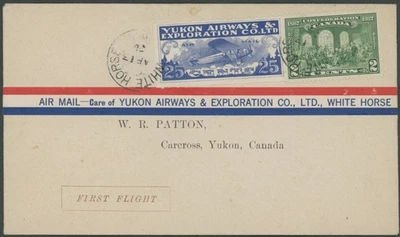 1928 CANADA-AIR POST YUKON AIRWAYS 1-Й ПОЛЕТ КРЫШКА БЕЛЫЙ HORSE-CARCROSS U. #CL42 - Изображение 1 из 2