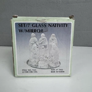 Vintage 7 Piece Clear Crystal Glass Nativity Scene Set CBK 80s 90s - Picture 1 of 5