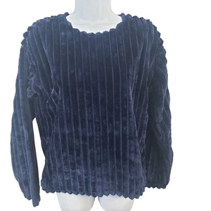 Cuidado con el Perro Langarmshirt dunkelblau Plüsch Cord Größe M - Bild 1 von 8