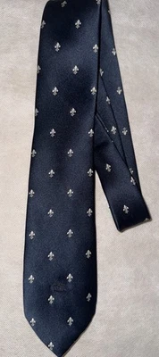 Vintage Designer Oscar de la Renta Men’s Silk Necktie Tie Blk Logo Fleur-de-lis - Image 1 of 4
