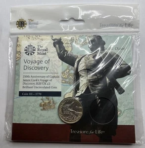 2020 Royal Mint Captain James Cook Stempelglanz UK Two Pounds £2 Münze - Bild 1 von 4
