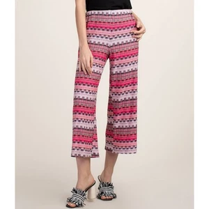 Trina Turk Bubble Gum Geo Makon Wide Leg Crop Pants Size XS NEW - Picture 1 of 10