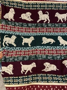 Manta tapiz tejido patrón cachorro borde flecos rojo verde tostado 50 x 60 - Imagen 1 de 5