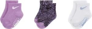 Nike Baby 3 Pk Multicolor Tobillo Algodón Futura Swoosh Pinza Calcetín Conjunto Talla 12-24 M - Imagen 1 de 2