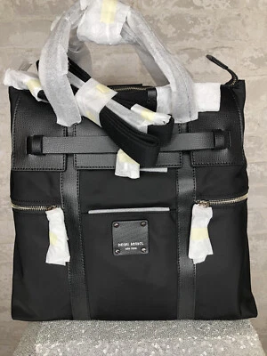 Mochila Henri Bendel Jetsetter Convertible Cuero Negro/Nylon, PLATEADA GRANDE Foto 1 de 4