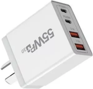 55W 4 Port USB-C PD Fast Charging Wall USB C Charger Power Adapter Type-C Brick - Picture 1 of 13