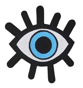 bf56★Auge Blau Aufnäher zum aufbügeln Bügelbild Patch Applikation 7,3 x 8,6 cm - Bild 1 von 7