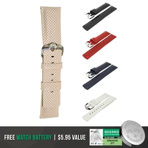HIRSCH Golfer Leather Watch Strap - Stainless Steel Silver Buckle+Bonus Battery - Picture 1 of 34