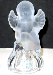 Vintage Frosted Young Angel Girl Sitting Atop a 24% Lead Crystal Glass Bell - Picture 1 of 5