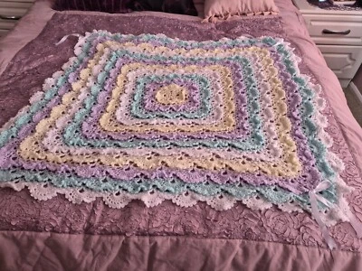 Hand Crocheted  Baby/reborn pram blanket - Image 1 of 2