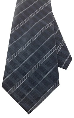 Corbata de seda gris azul a rayas corbata de seda hecha a mano diseño profesional ejecutivo Foto 1 de 4