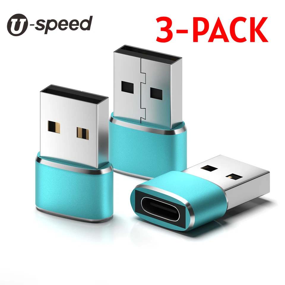 3-PACK USB C 3.1 Type C Female to USB Type A Male Port Converter Adapter Blue - Image 1 of 4