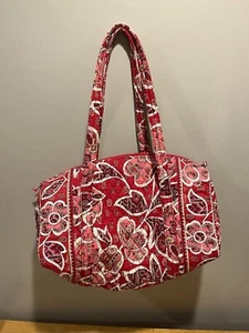 Vera Bradley Duffel Bag Small 18” Rosey Posey Pattern Retired Red Pink Weekender - Picture 1 of 5