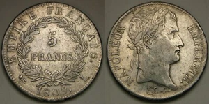 FRANCE 5 Francs 1809 L - Silver 0.9 - Napoleon Bonaparte - XF - 3845 * - Picture 1 of 4