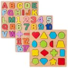 Jouet d'apprentissage et de jeu pour tout-petit ABC 123 formes couleur puzzle 3D planche en bois unisexe