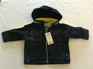 Gymboree Infant Boys Navy Blue Hooded Wind Jacket Lined 3-6M Zip-up Light NEW - Picture 1 of 4