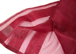 Pottery Barn Red Silk Nylon Sheer Pleated Table Runner 16" X 80" - Picture 1 of 4