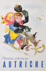TRIGA AUTRICHE PLAISIR D HIVER - WINTER SPORT 1959 VINTAGE POSTER - Picture 1 of 1