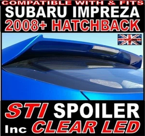 STI Style Rear Boot Spoiler "Fits" Subaru Impreza 2008+ GRB Hatchback Led Light  - Picture 1 of 21