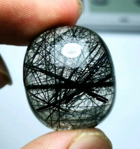 65 Karat natürlicher schöner Rutilquarz Cab innen Turmalin Haar Unikat @PAK - Bild 1 von 5