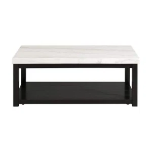 Picket House Furnishings Coffee Table 20" H X 48" L, Wood Marble Rectangle White - Picture 1 of 6