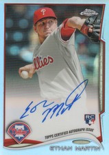 2014 Topps Chrome Baseball Rookie Blue Refractor #128 Ethan Martin AUTO 053/199 