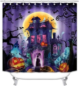 Duschvorhang Halloween Kinder Party Nebelschloss Deko für Badezimmer - Bild 1 von 4