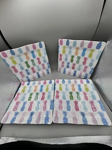Lot of 4: Cynthia Rowley Square Melamine Dinner Plates Colorful Pineapple 11" - Picture 1 of 6