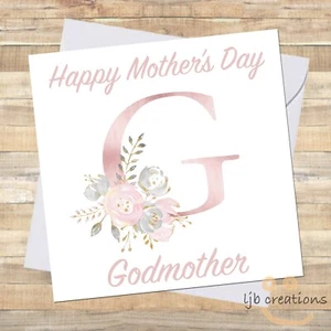 Pink Floral Mothers Day Card for GODMOTHER from Godson, Goddaughter, Godchild - Picture 1 of 3