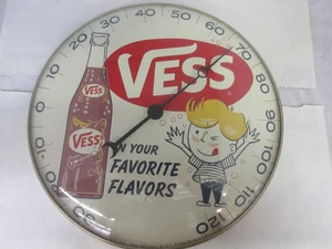 VINTAGE ADVERTISING VESS SODA 12" ROUND PAM WALL THERMOMETER 612-M - Picture 1 of 6