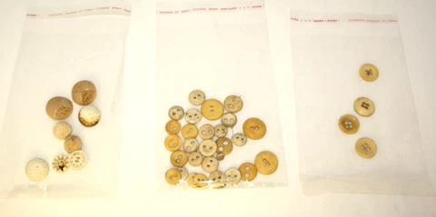 Antique Buttons - 3 Packages of  Unique Old Buttons Some Matching All Materials Cover