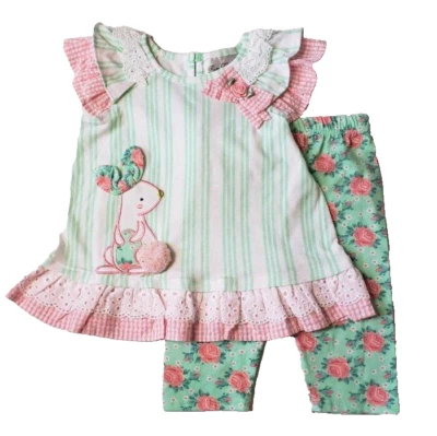 EDICIONES RARAS Conjunto Top y Leggings Bebé Niña 24M Seafoam Bunny Apliques Nuevo con Etiquetas Foto 1 de 2