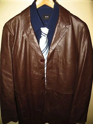 Nuevo con etiquetas Nuevo Bod & Christensen B & C Hombres Cuero Marrón Blazer Coche Abrigo Chaqueta Mediano Foto 1 de 4