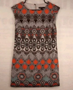 Vestido Banana Republic Mujer 0 Naranja Negro Volantes Manga Gorra - Imagen 1 de 5