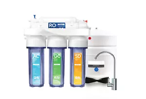 Oceanic 5 Stage 100 GPD RO Reverse Osmosis Water Filter System Clear Housing USA - Picture 1 of 10