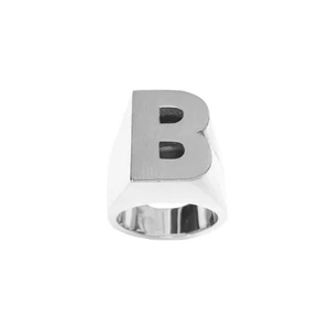 Anillo inicial de plata de ley 13 mm tamaño 10 mm alto bloque letra | Artículo: SNS091 - Imagen 1 de 9