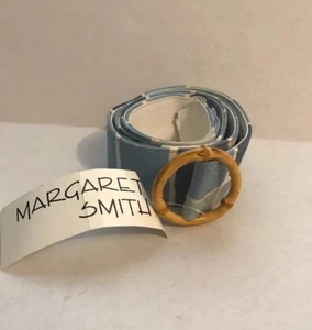 Vintage MARGARET SMITH Handcrafted Blue Striped Fabric BELT Trish XL NWT - Picture 1 of 2