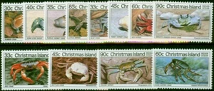 Islas de Navidad 1985 Cangrejo Juego de 12 1ª, 2ª y 3ª Serie SG195-206 EN MUY BUEN ESTADO MNH - Imagen 1 de 1