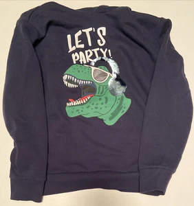 Size 14/16 “Let’s Party” Dinosaur/T-Rex Sweatshirt Dark Blue Color, Super Soft - Picture 1 of 7